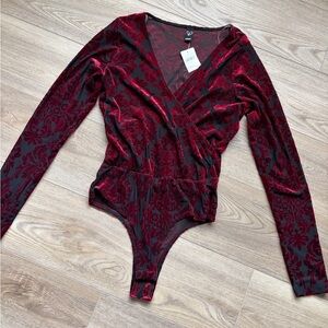 Windsor Burgundy Velvet Bodysuit